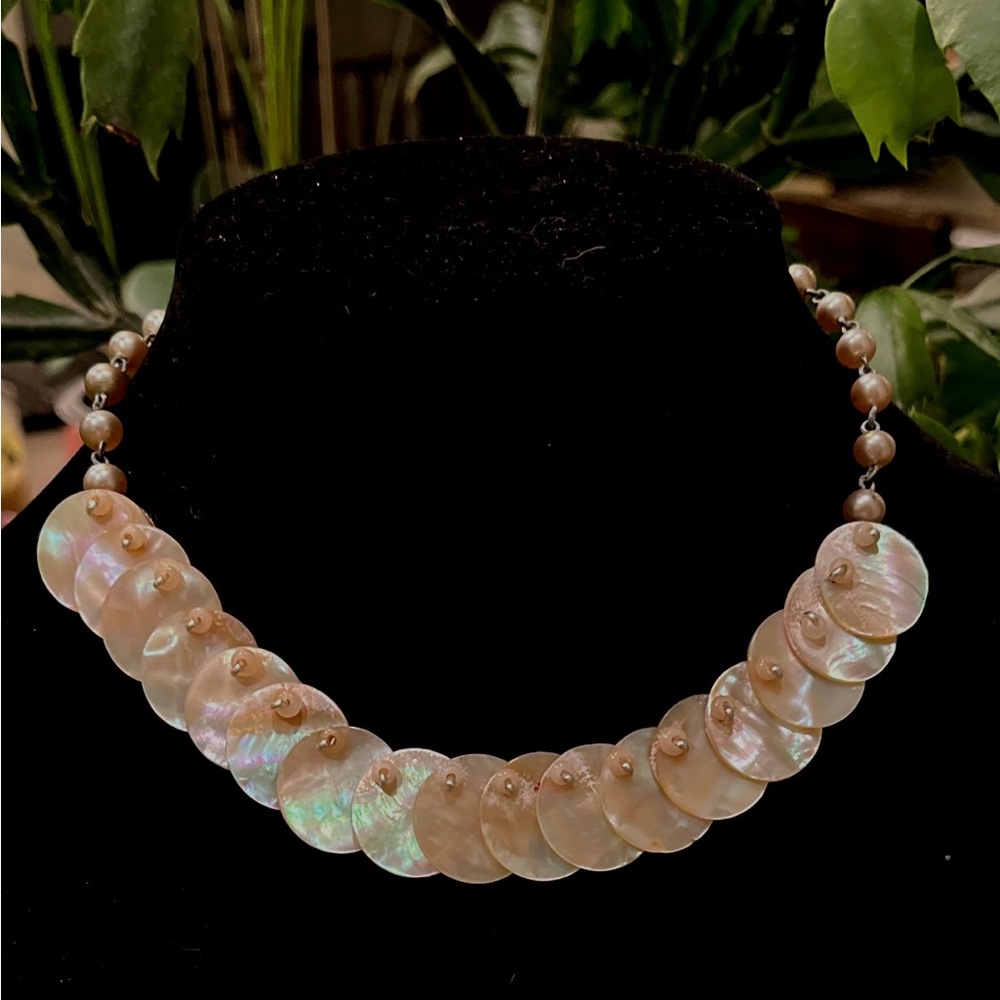 Cream and Silver Layered Necklace with Dimensional Beads